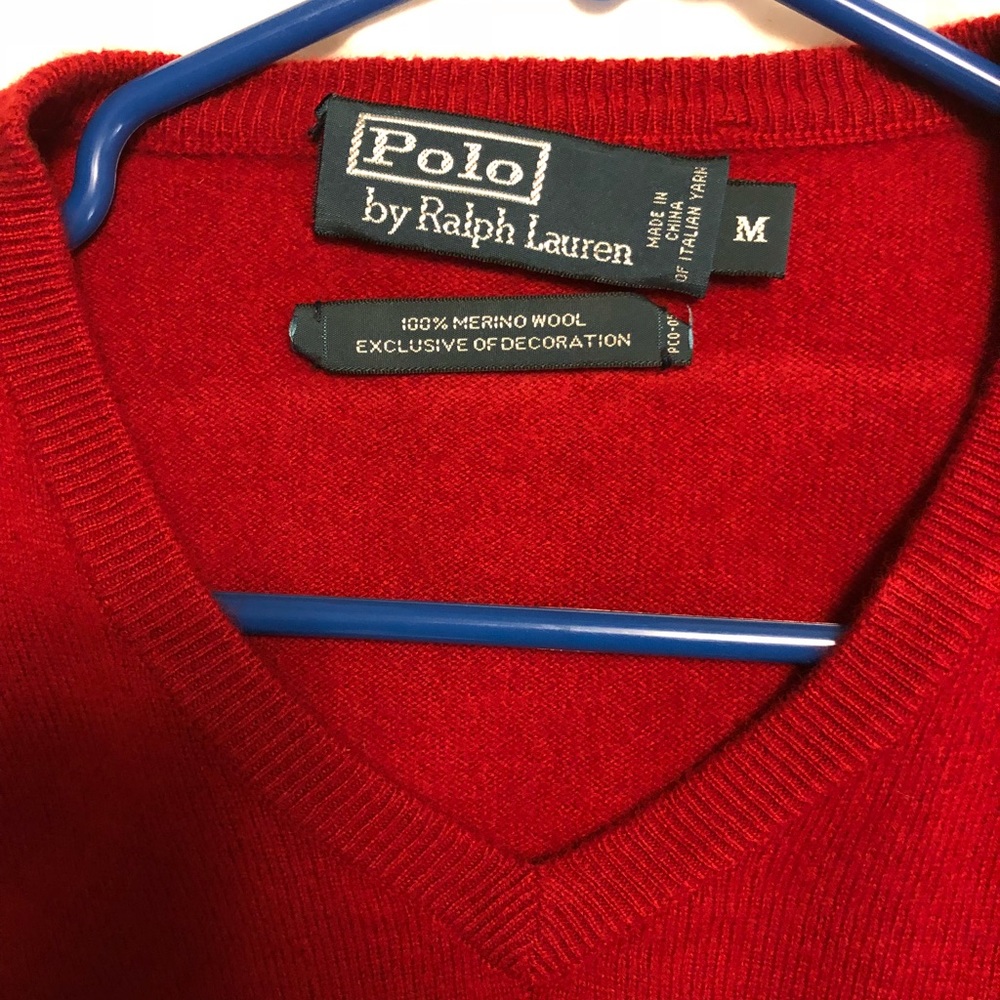 Polo Ralph Lauren red v-neck sweater - Picture 2 of 2